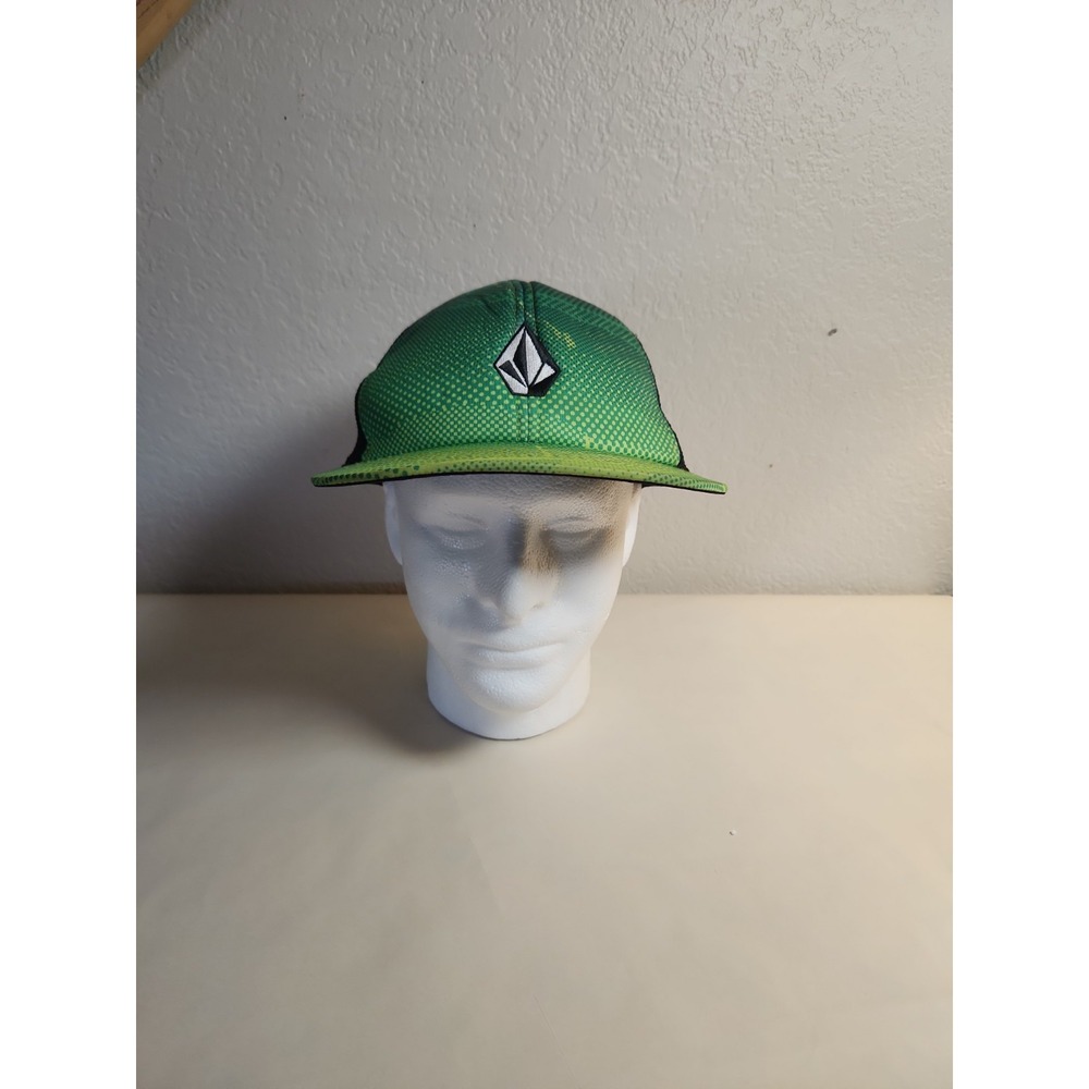 Volcom Printed Stone Cheese Hat Lime & Black Snapback Y2K Streetwear